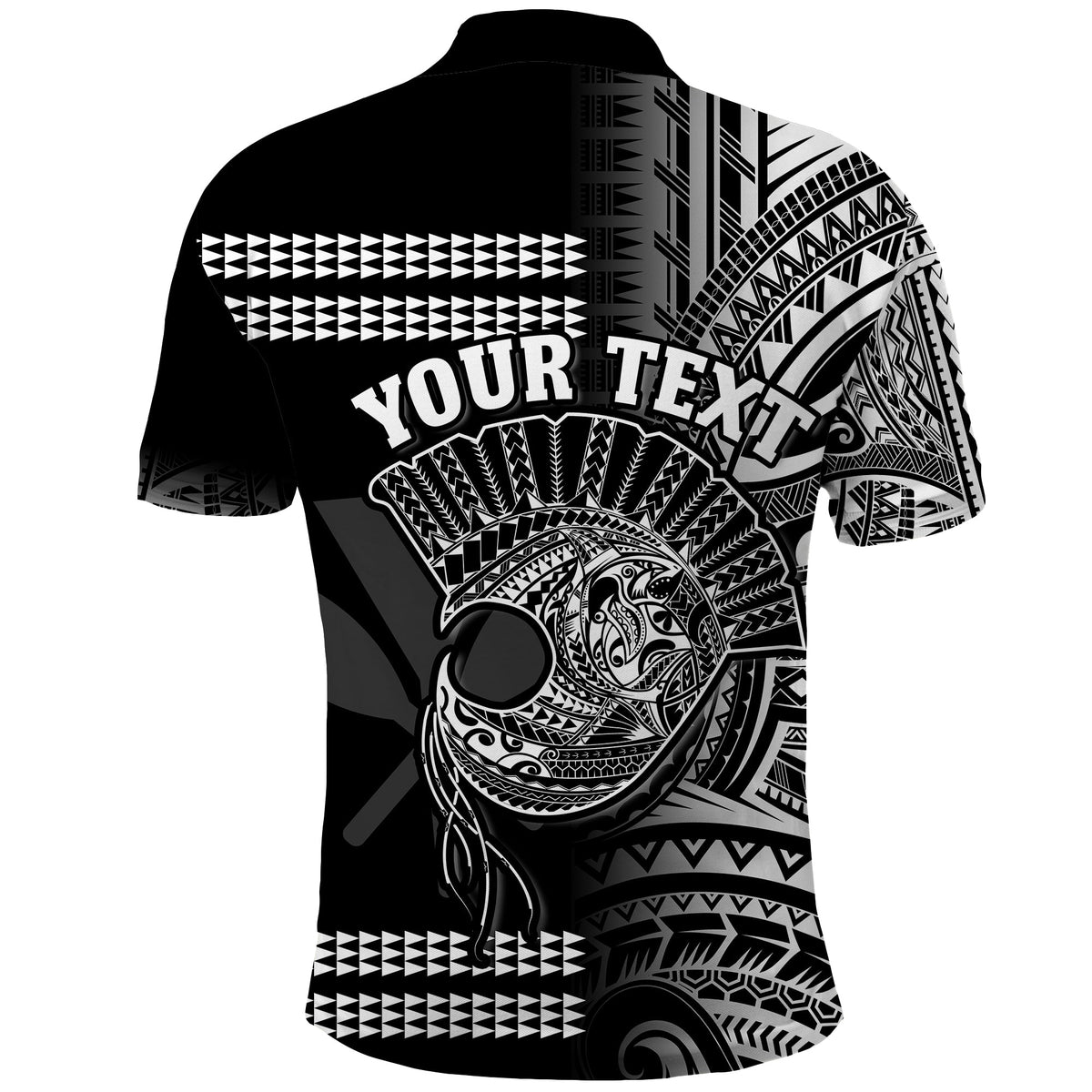 Custom Hawaii Polo Shirt Kakau Warrior Helmet Gradient White Polynesian LT14 - Polynesian Pride