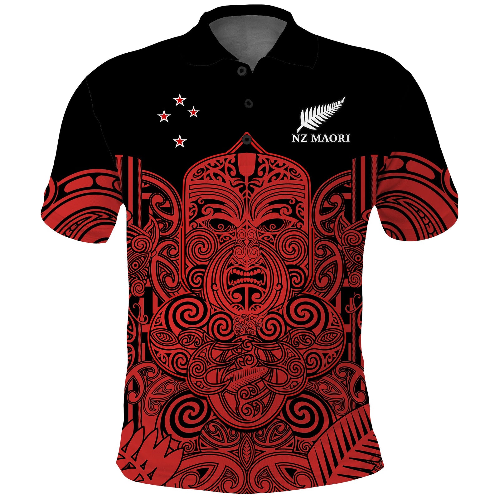 New Zealand Tiki Rugby Polo Shirt NZ Maori Koru Pattern Ver.03 LT14 Red - Polynesian Pride