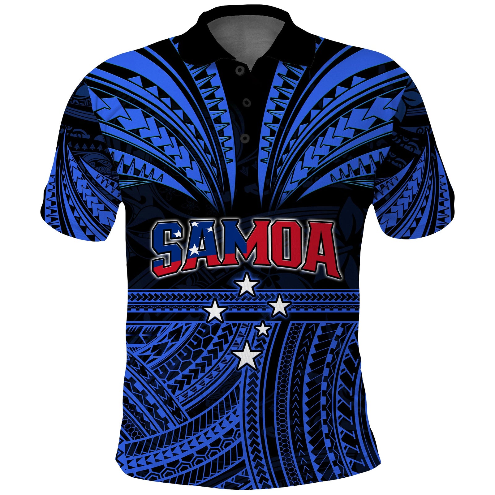 Custom Samoa Tatau Polo Shirt Blue Polynesian Proud Samoan LT13 Blue - Polynesian Pride