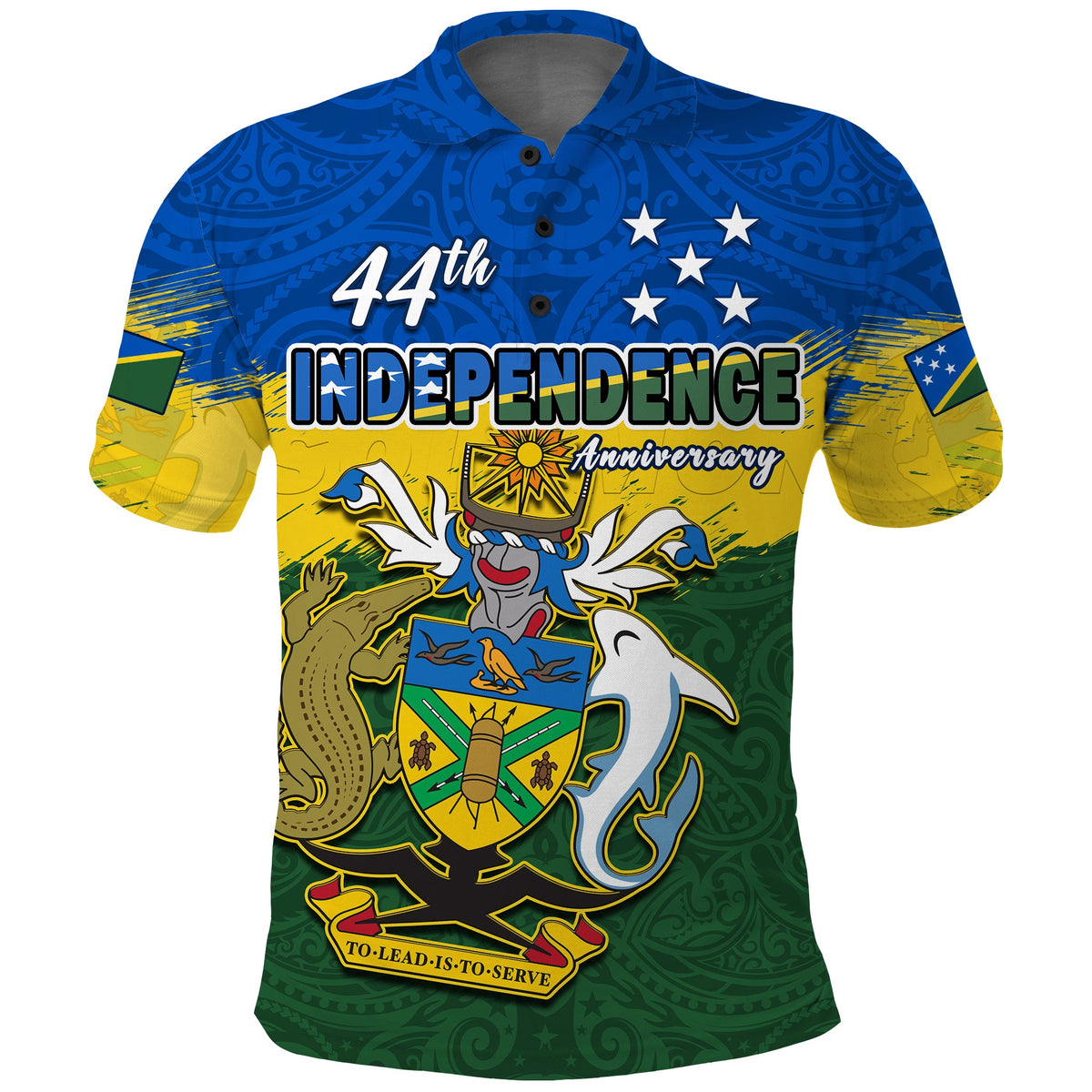 Solomon Islands Polo Shirt Happy 44th Independence Anniversary Polynesian Pattern LT14 Adult Blue - Polynesian Pride