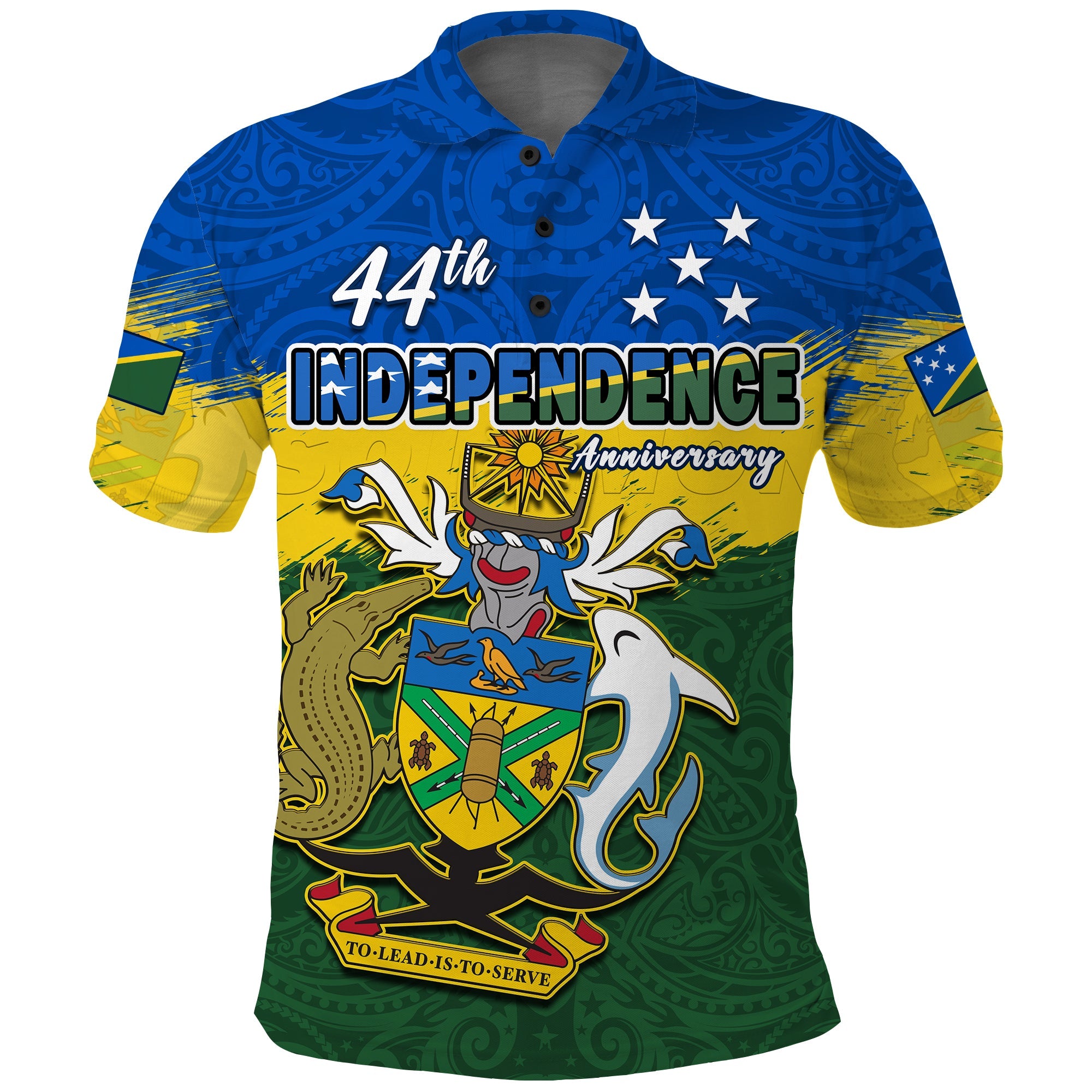 Solomon Islands Polo Shirt Happy 44th Independence Anniversary Polynesian Pattern LT14 Adult Blue - Polynesian Pride