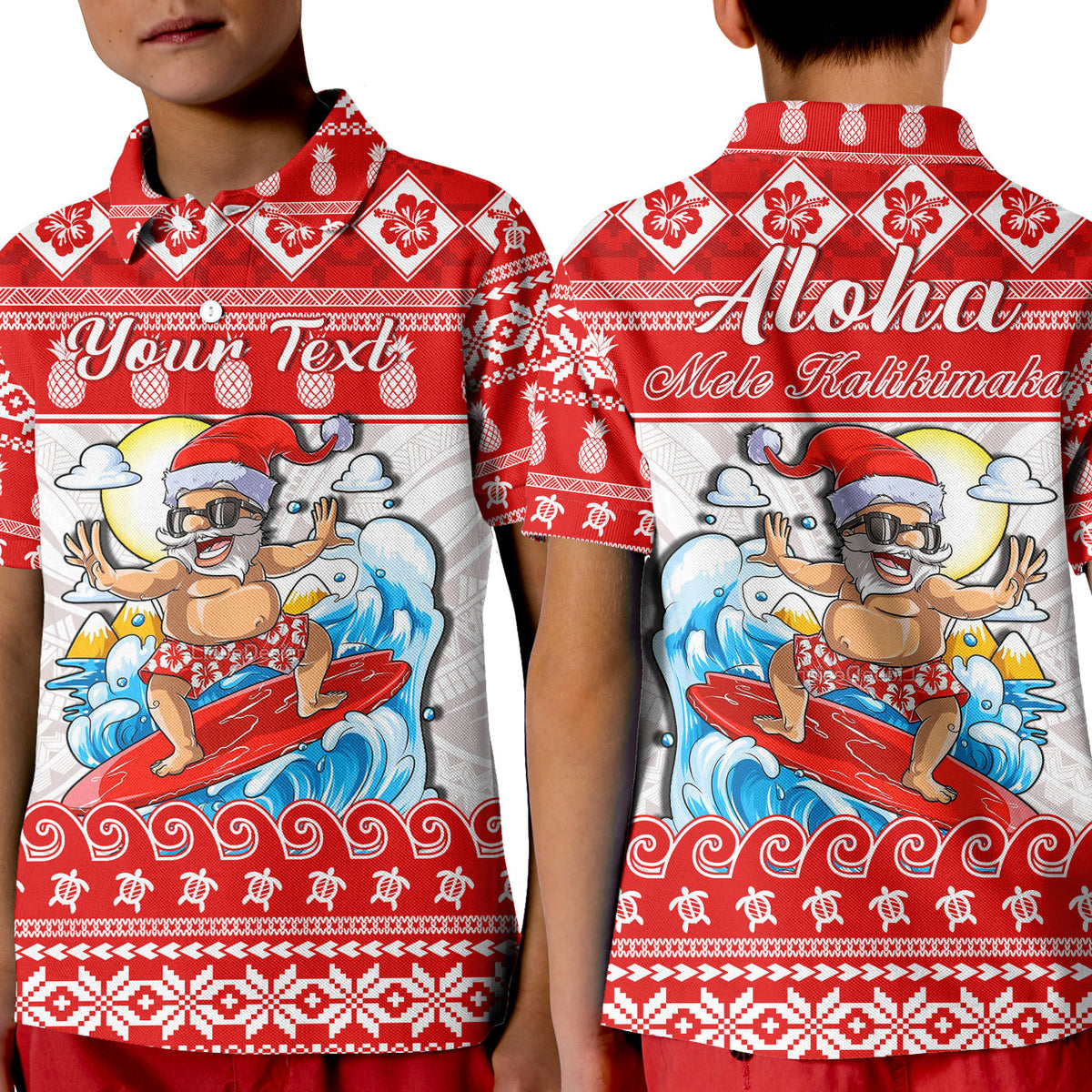 Custom Hawaii Christmas Polo Shirt Surfing Santa Mele Kalikimaka Polynesian LT14 - Polynesian Pride