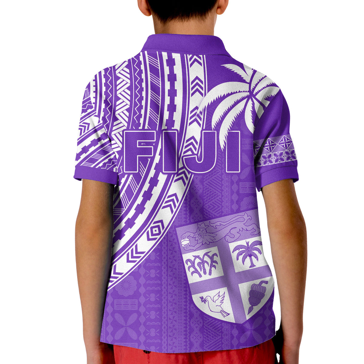 Fiji Rugby Sevens Polo Shirt KID Fijian 7s Tapa Polynesian Purple LT13 - Polynesian Pride