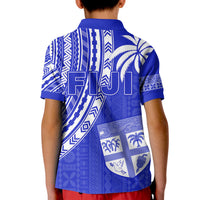Fiji Rugby Sevens Polo Shirt KID Fijian 7s Tapa Polynesian Blue Ver.02 LT13 - Polynesian Pride