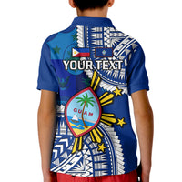 Custom Guam Philippines Polo Shirt Guaman Filipinas Together Blue LT14 - Polynesian Pride