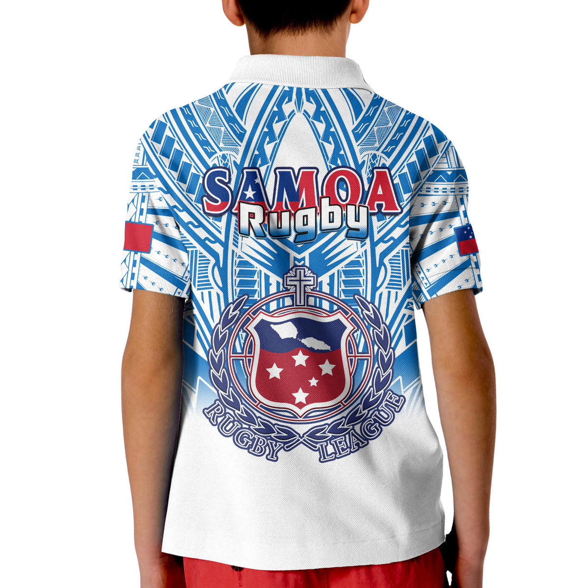 Samoa Rugby Polo Shirt Toa Samoa Polynesian Pacific White Version LT14 - Polynesian Pride