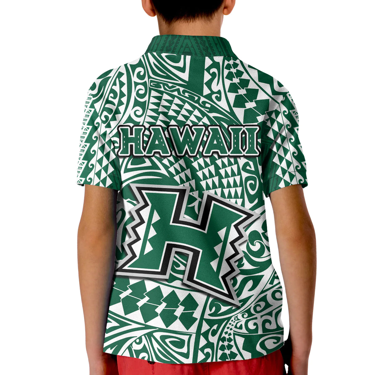 Hawaii Football Polo Shirt Rainbow Warriors Tribal Kakau LT14 - Polynesian Pride