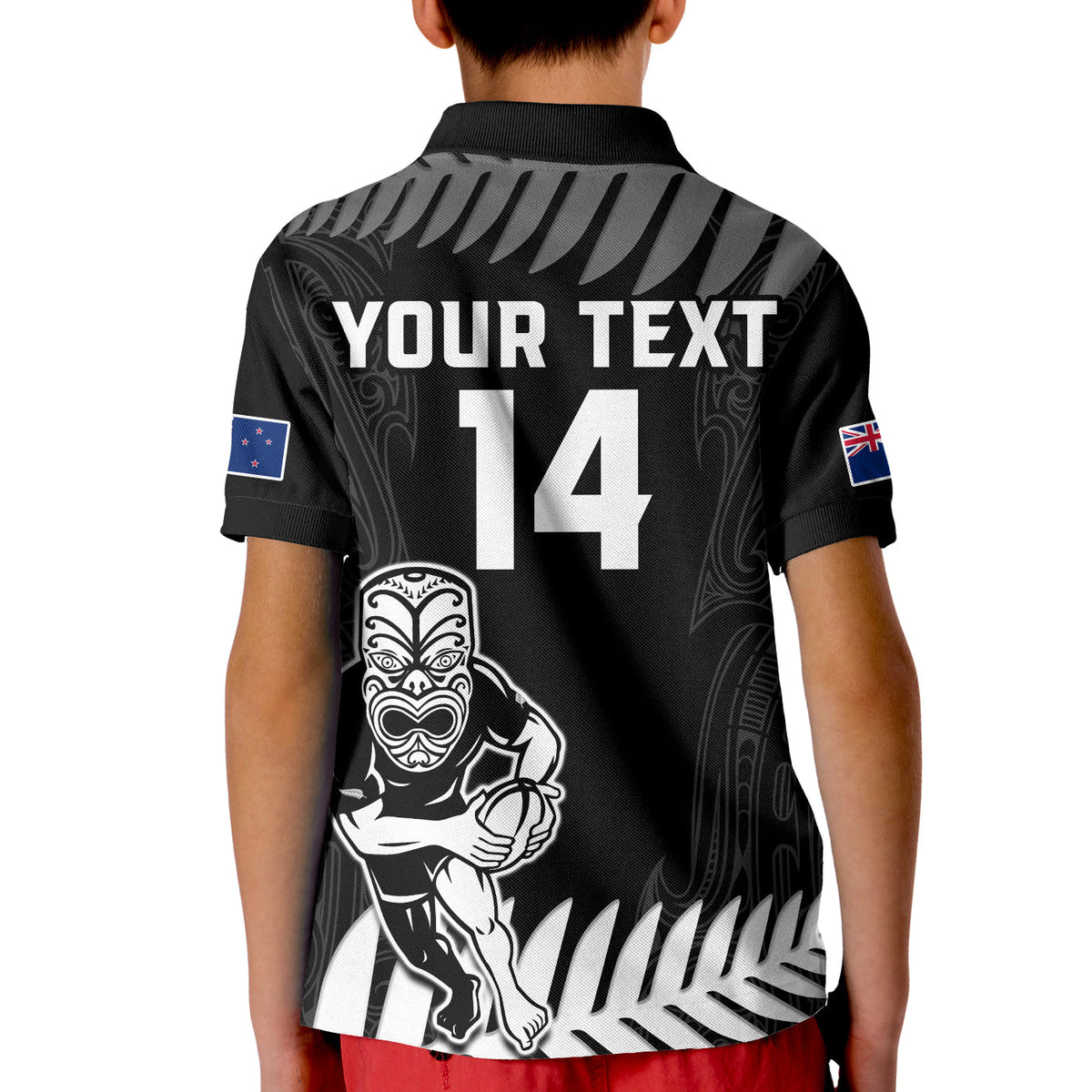 (Custom Text and Number) New Zealand Silver Fern Rugby Polo Shirt NZ Kiwi Pacific Maori Sporty LT14 - Polynesian Pride