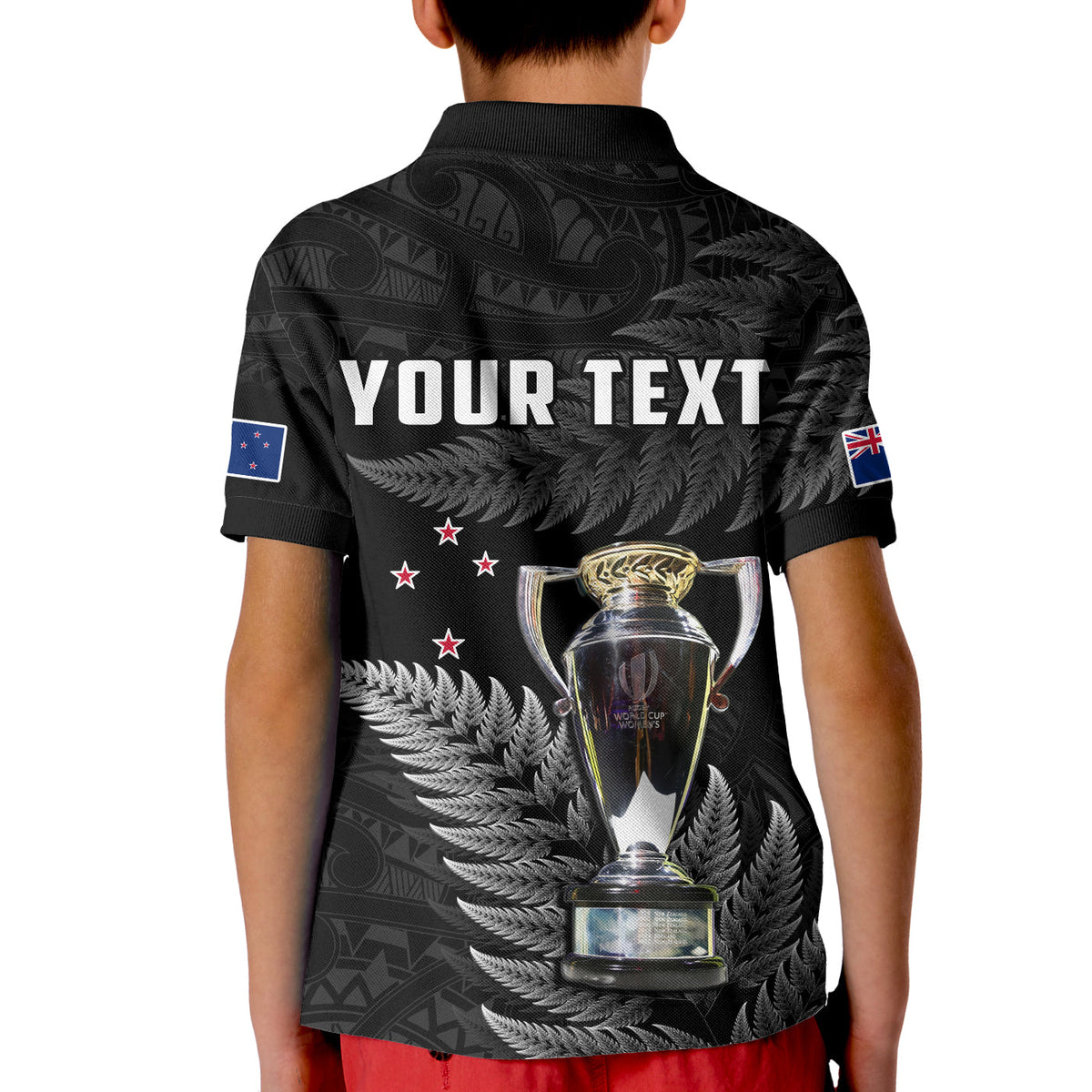 Custom New Zealand 2022 Rugby Polo Shirt Black Fern Proud Champions RWC LT14 - Polynesian Pride