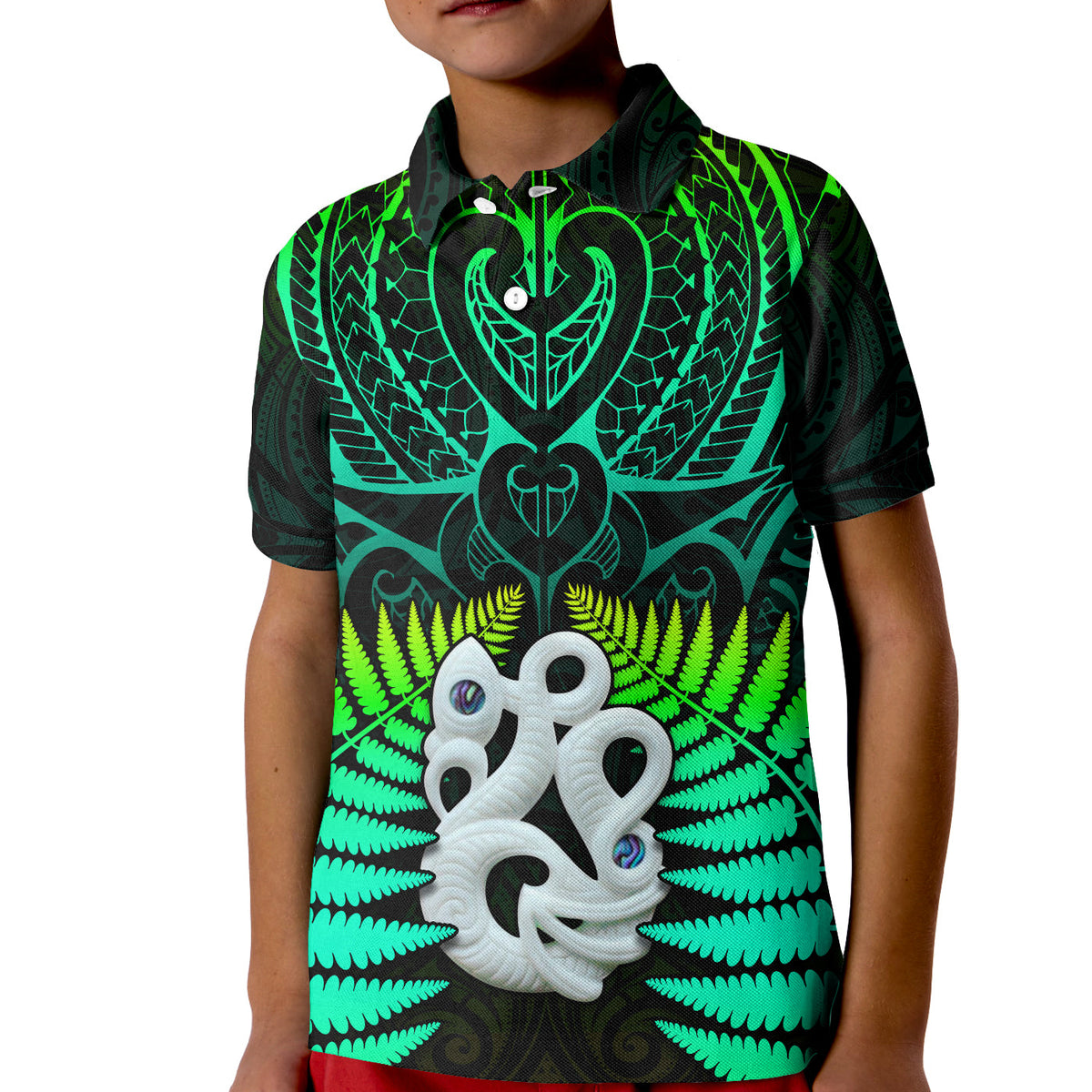 New Zealand Polo Shirt Aotearoa Fern Hei Tiki Green Style LT13 - Polynesian Pride