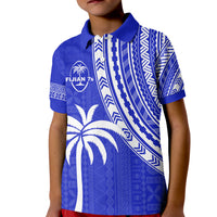 Fiji Rugby Sevens Polo Shirt KID Fijian 7s Tapa Polynesian Blue Ver.02 LT13 Kid Blue - Polynesian Pride