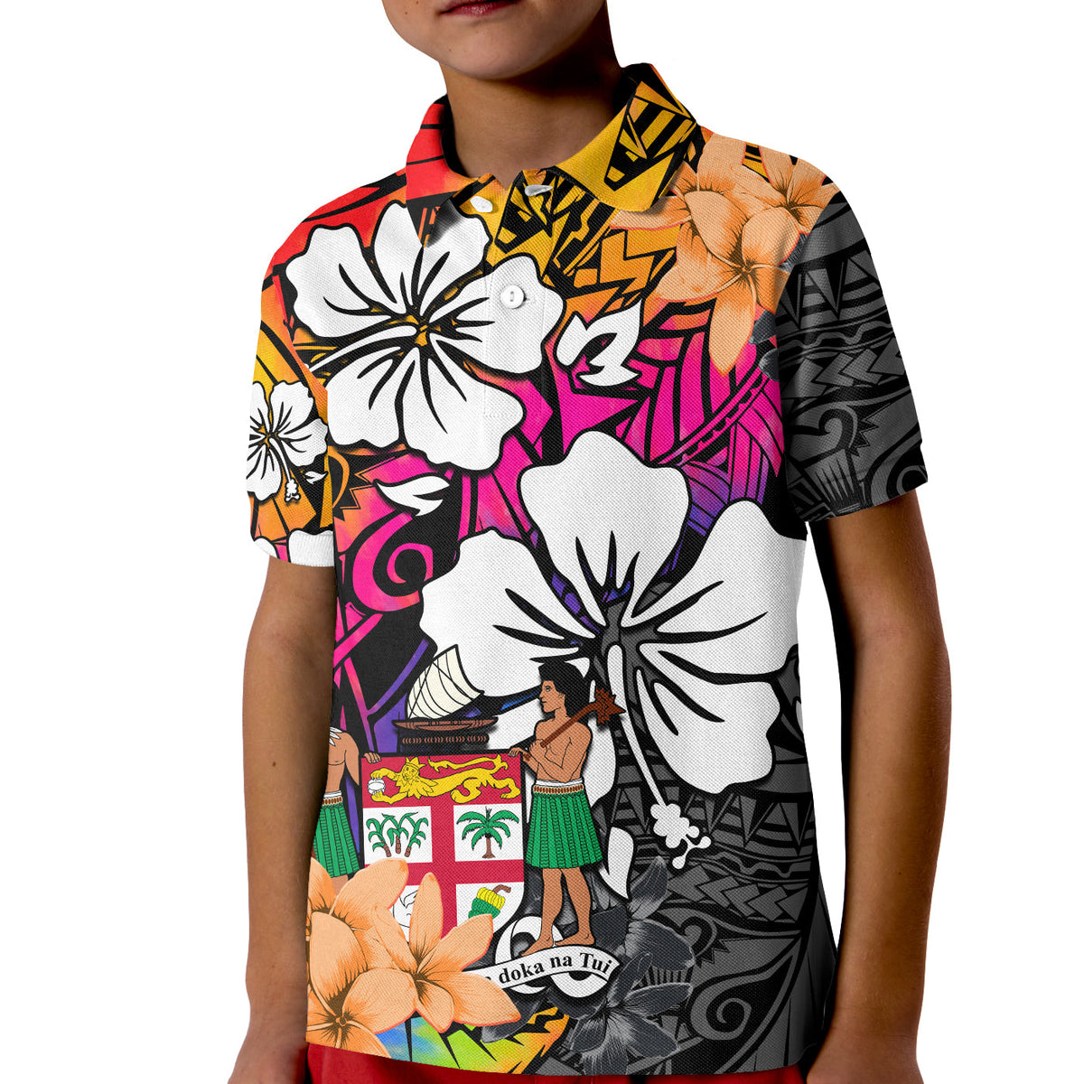 Fiji Tie Dye Polo Shirt Polynesian Tribal Creative Tropical Flowers LT13 - Polynesian Pride