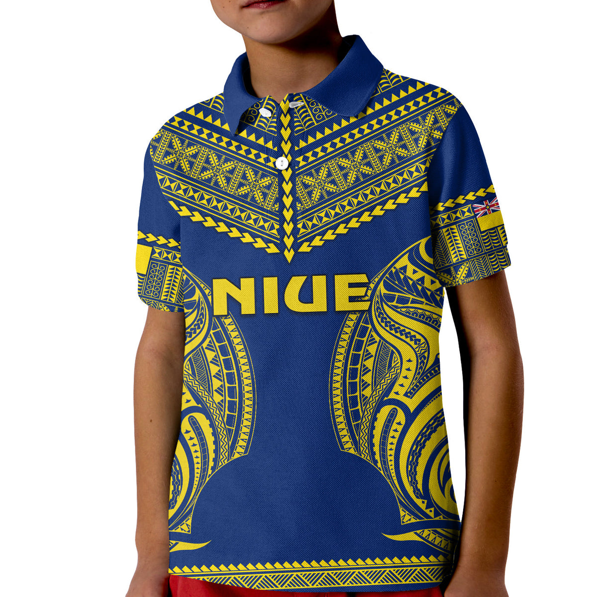 Niue Polo Shirt Hiapo Mix Polynesian Happy Constitution Day LT14 - Polynesian Pride
