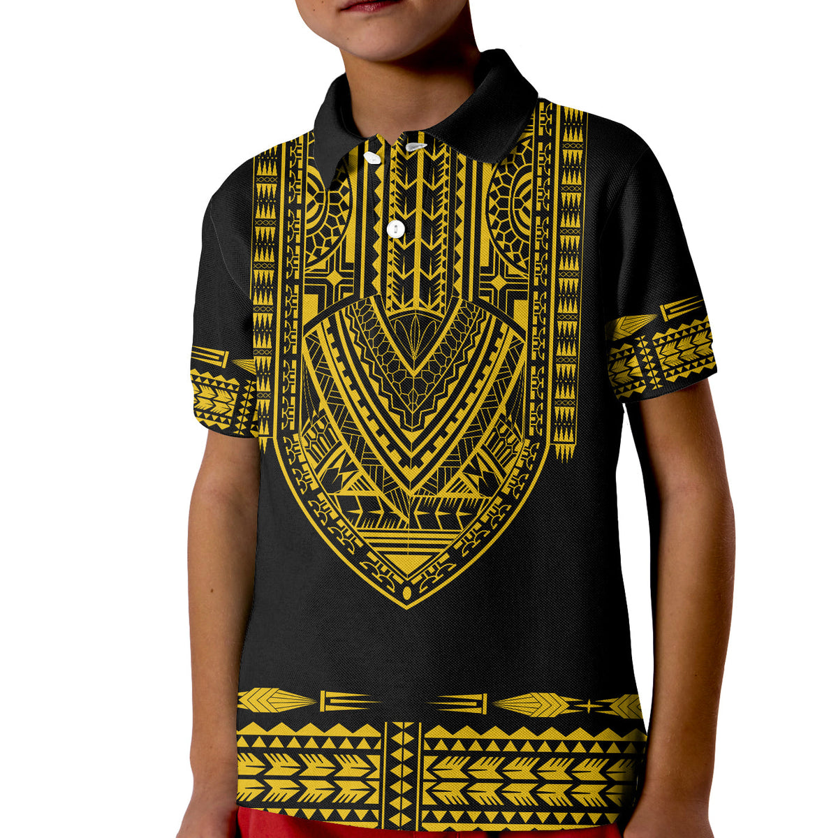 Custom Polynesian Polo Shirt Dashiki With Polynesian Tattoo Royal Golden Version LT14 - Polynesian Pride