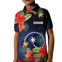 Chuuk State Polo Shirt FSM Hibiscus Flowers Mix Polynesian LT14 - Polynesian Pride
