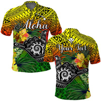 Custom The Shaka Hawaii Polo Shirt Tropical Flowers Reggae Version LT13 Reggae - Polynesian Pride