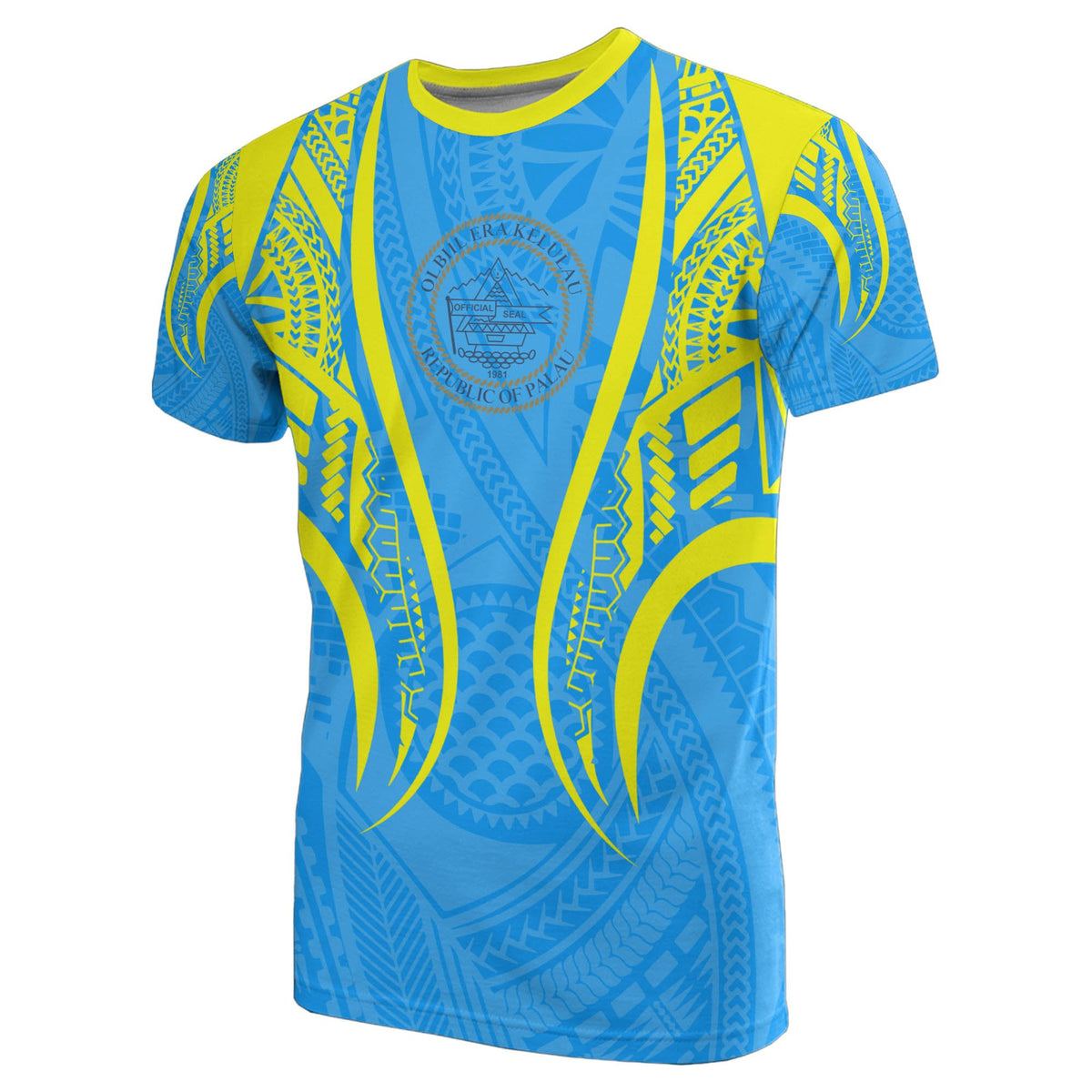 Palau T Shirt Palau Seal Polynesian Stylized Unisex Blue - Polynesian Pride