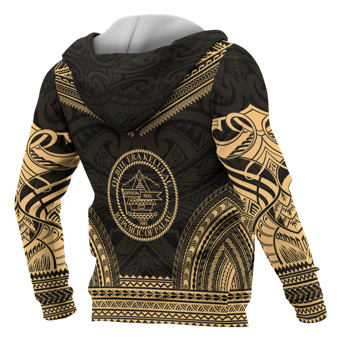 Palau Polynesian Chief Custom Hoodie Gold Version - Polynesian Pride