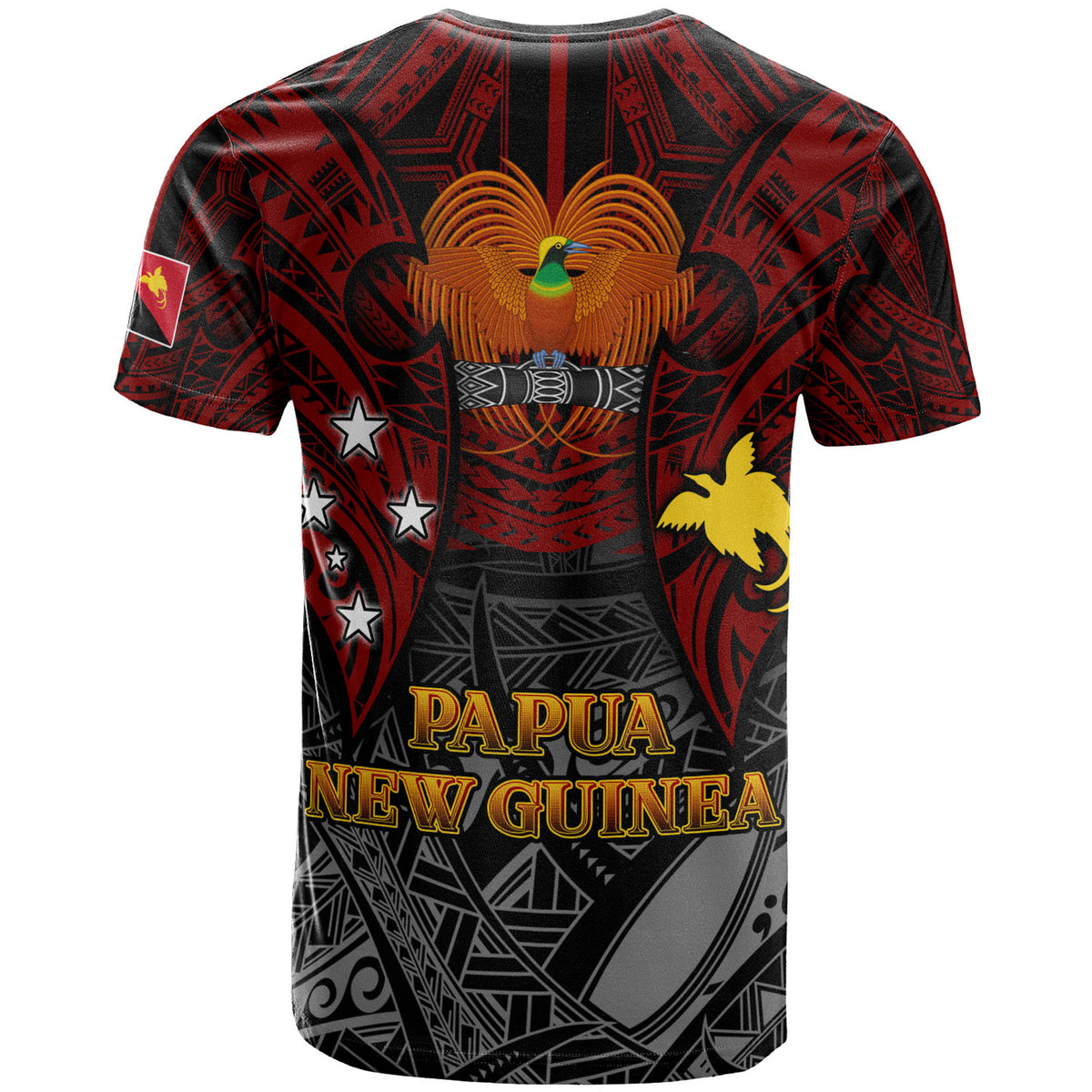 Papua New Guinea T Shirt Custom PNG Map Polynesian Flag Color Style T Shirt - Polynesian Pride