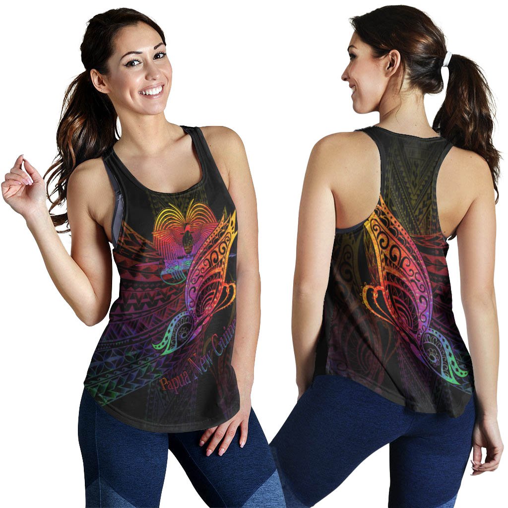 Papua New Guinea Women's Racerback Tank - Butterfly Polynesian Style - Polynesian Pride