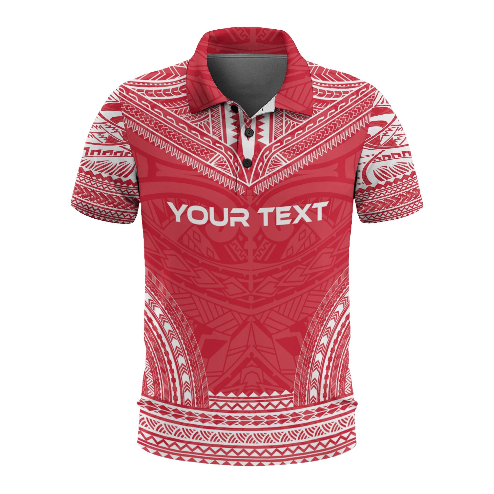 Papua New Guinea Custom Polo Shirt Papua New Guinea Coat Of Arms Polynesian Chief Tattoo Flag Version Unisex Red - Polynesian Pride