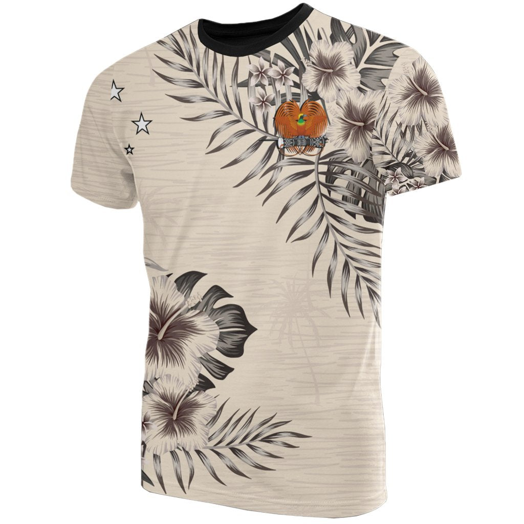 Papua New Guinea T Shirt Papua New Guinea Coat Of Arms Beige Hibiscus Unisex Beige - Polynesian Pride