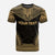 Papua New Guinea Custom T Shirt Papua New Guinea Coat Of Arms Polynesian Chief Tattoo Gold Version - Polynesian Pride