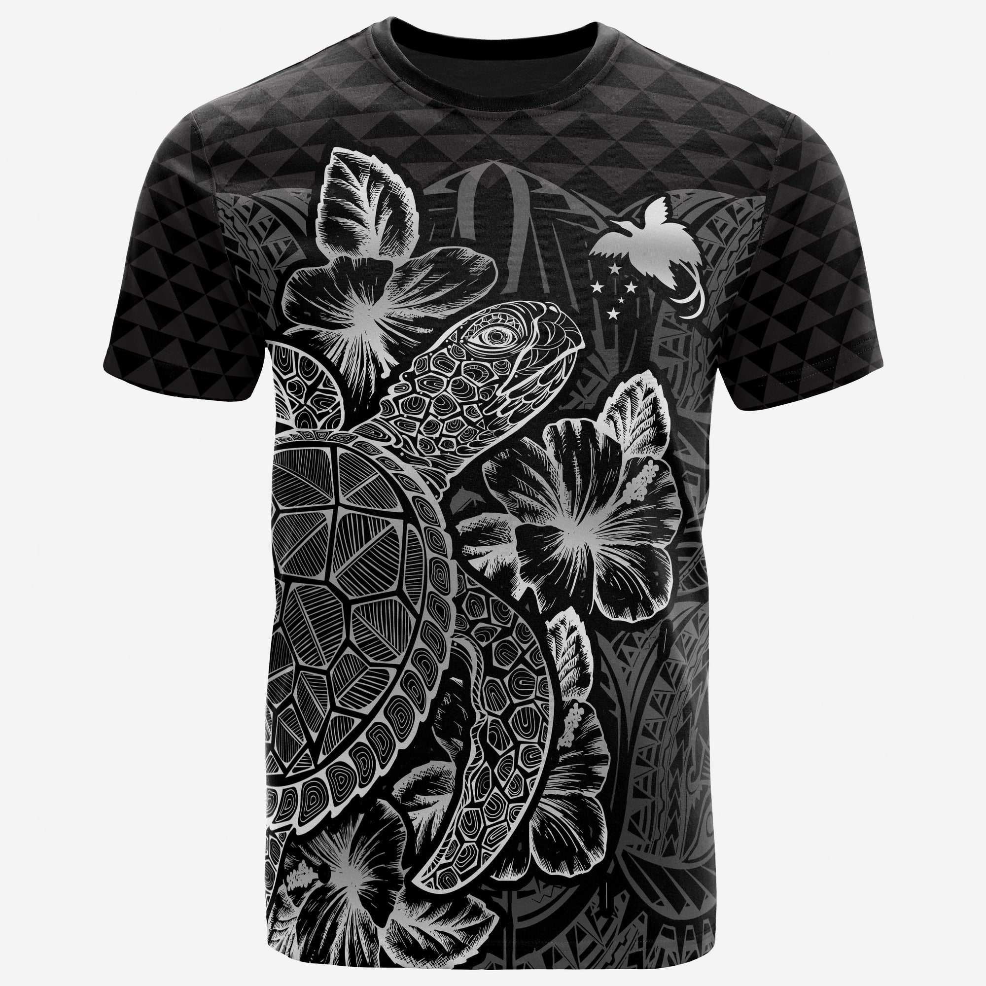 Papua New Guinea T Shirt Papua New Guinea Flag Turtle Hibiscus Black Unisex Black - Polynesian Pride