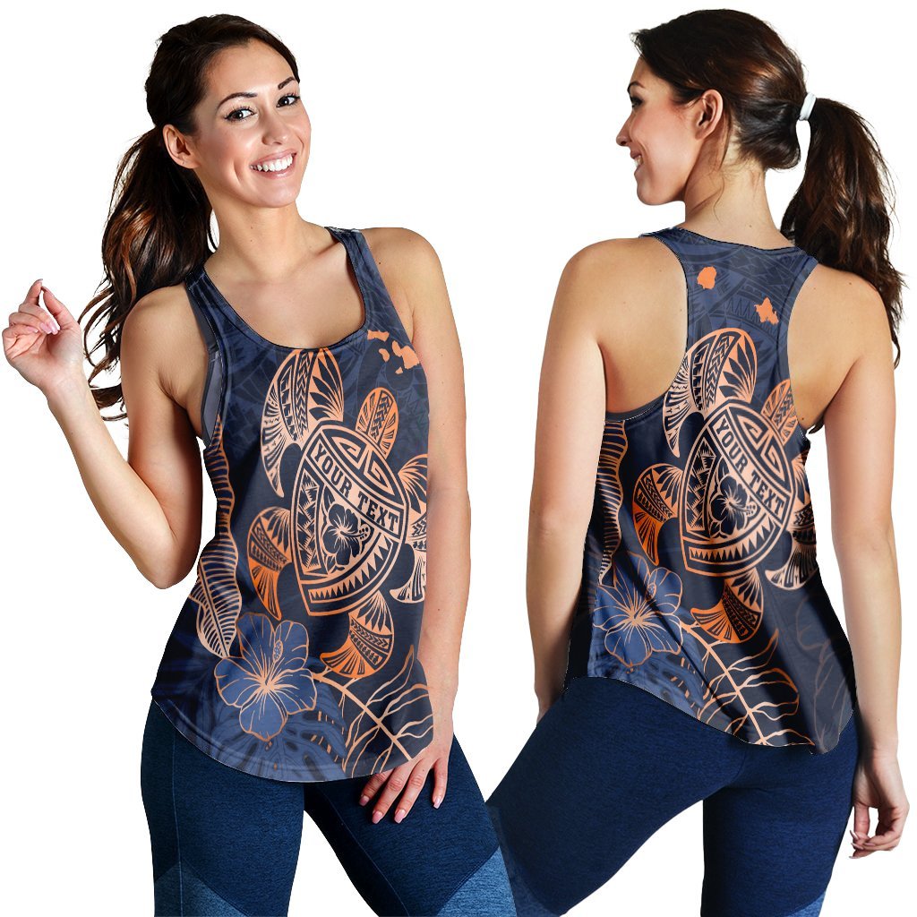 Personalized - Hawaii Polynesian Aloha Po Turtle Hibiscus Tropical Racerback Tank - Special Edition - AH Black - Polynesian Pride