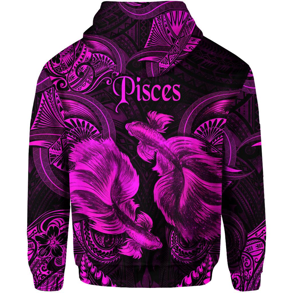 Pisces Zodiac Polynesian Zip Hoodie Unique Style Pink LT8 - Polynesian Pride