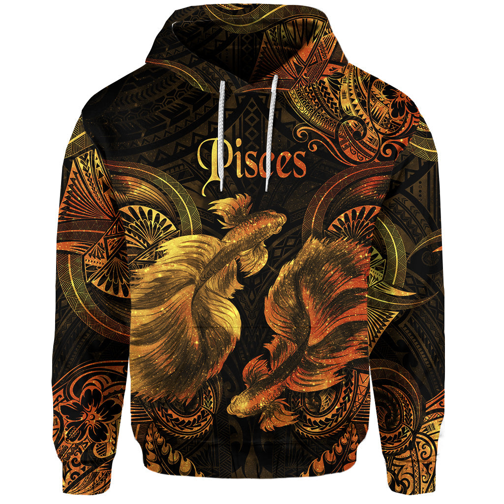 Custom Pisces Zodiac Polynesian Hoodie Unique Style Gold LT8 - Polynesian Pride