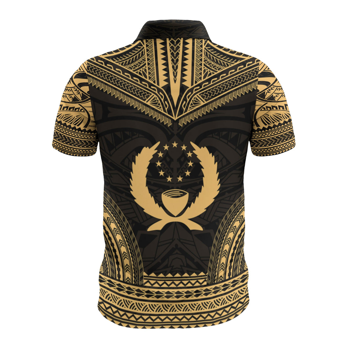 Pohnpei Custom Polo Shirt Pohnpei Flag Polynesian Chief Tattoo Gold Version - Polynesian Pride