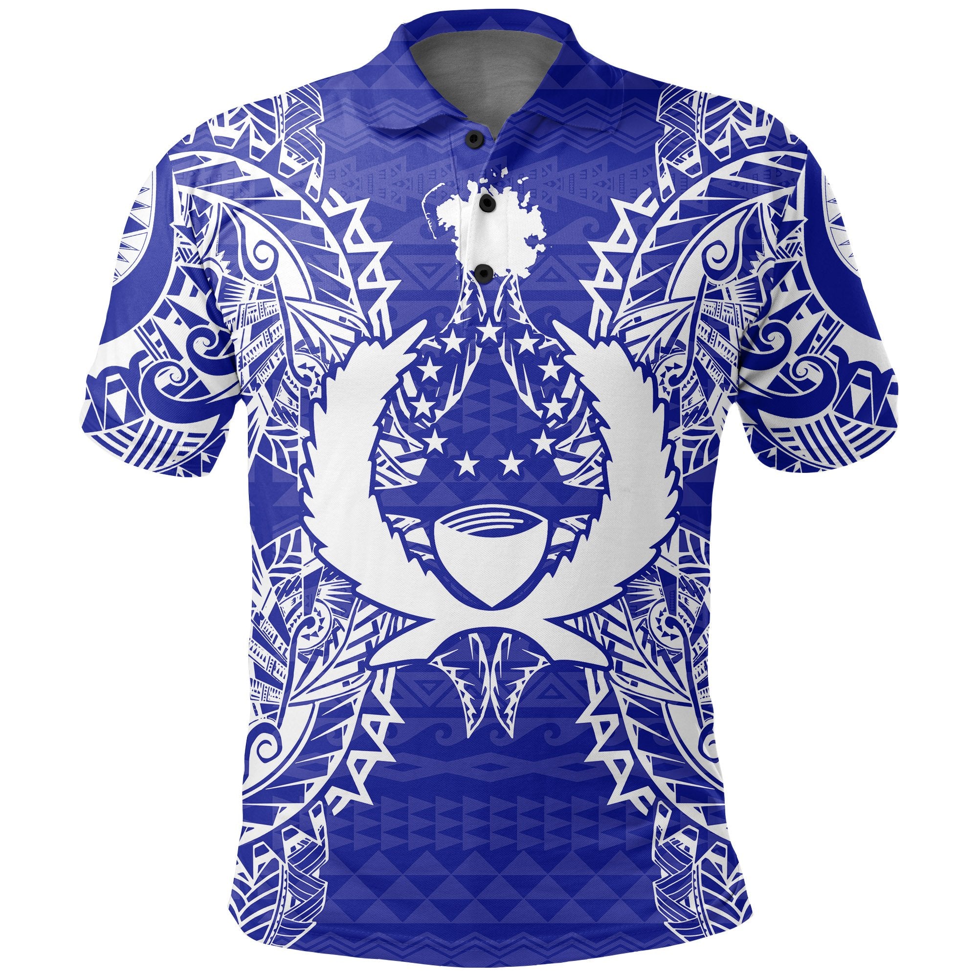 Pohnpei Polo Shirt Pohnpei Flag Map Polynesian Tattoo Blue Unisex Blue - Polynesian Pride