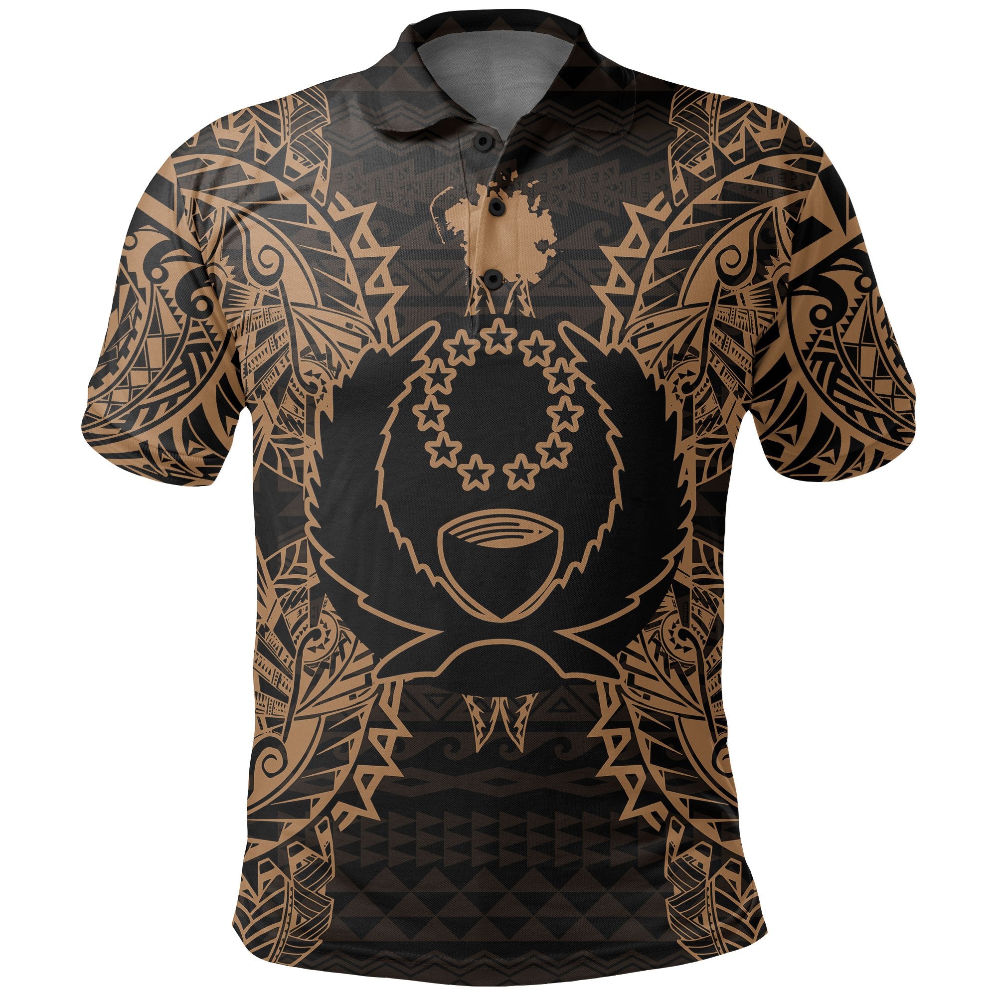 Pohnpei Polo Shirt Pohnpei Flag Map Polynesian Tattoo Gold Unisex Gold - Polynesian Pride