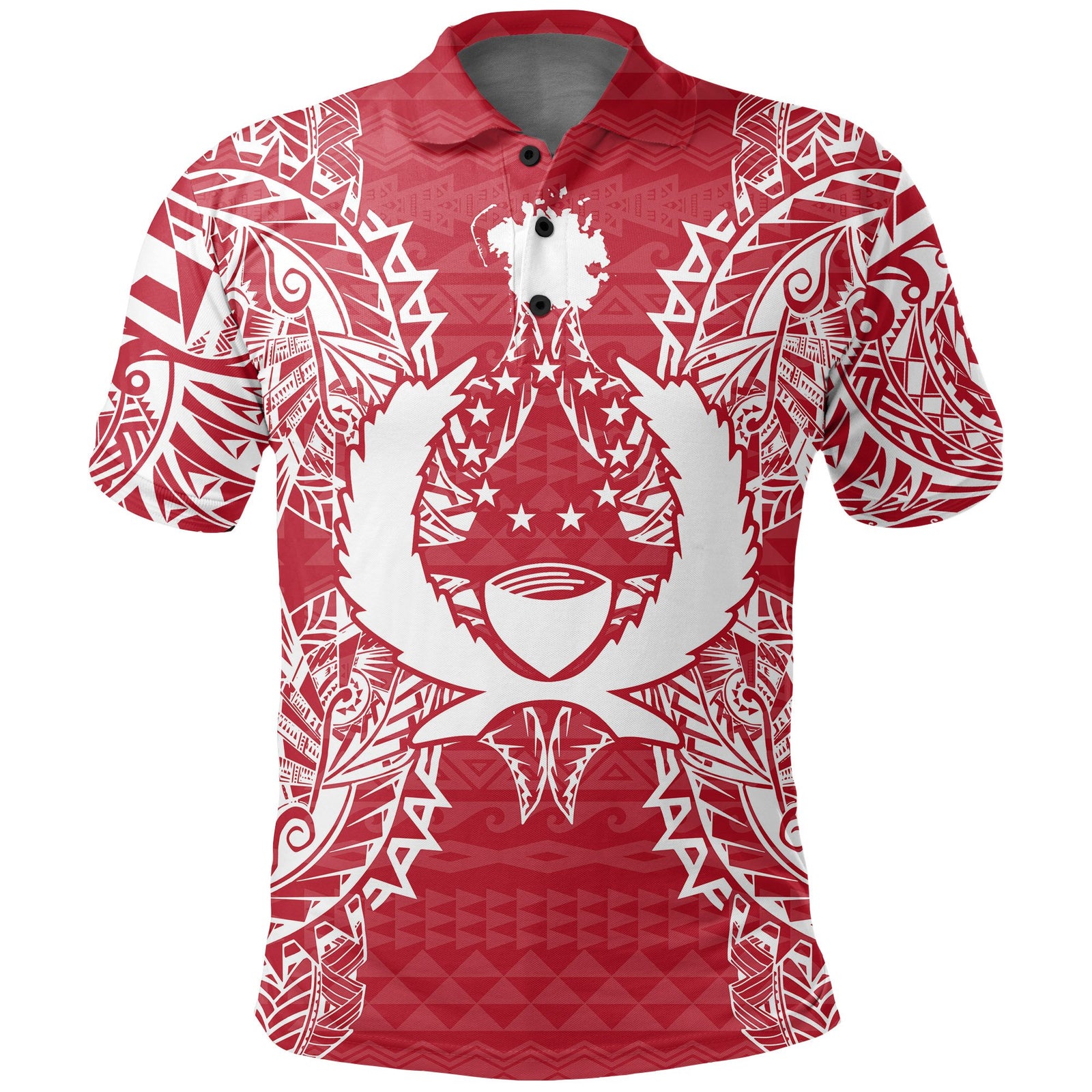 Pohnpei Polo Shirt Pohnpei Flag Map Polynesian Tattoo Red White Unisex Red - Polynesian Pride