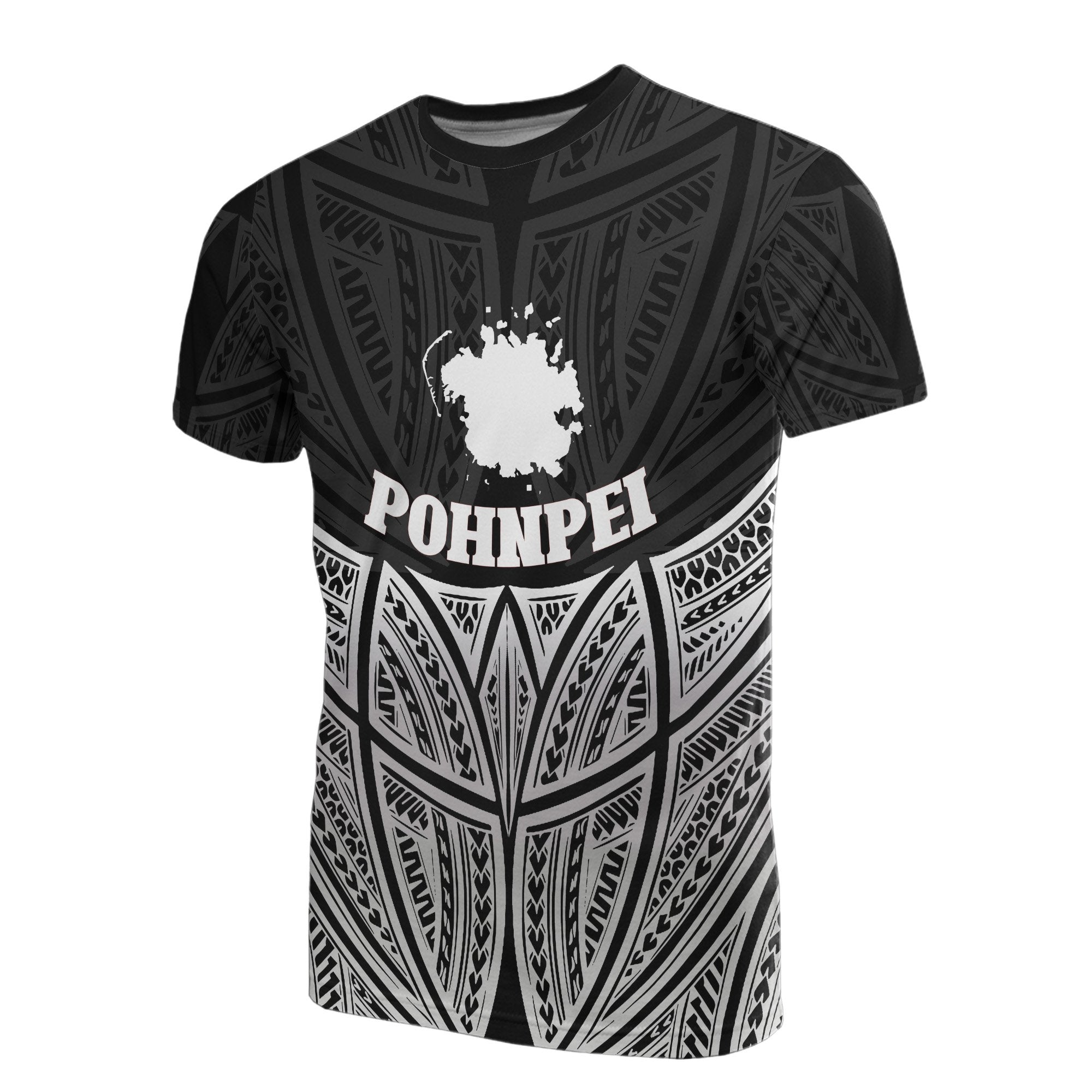 Pohnpei Polynesian T Shirt Black Pride Map And Seal Unisex Black - Polynesian Pride