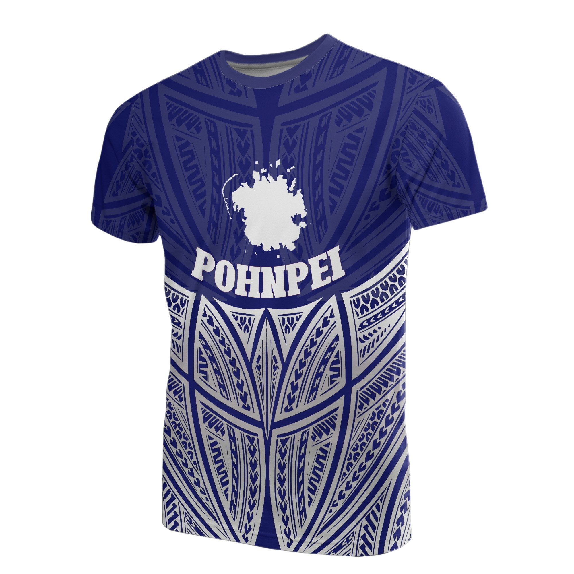 Pohnpei Polynesian T Shirt Blue Pride Map And Seal Unisex Blue - Polynesian Pride