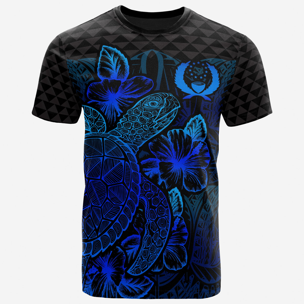 Pohnpei T Shirt Pohnpei Flag Turtle Hibiscus Blue Unisex Blue - Polynesian Pride