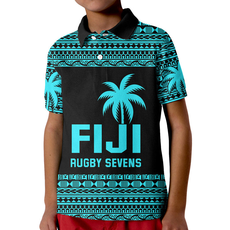Fiji Rugby Sevens Kid Polo Shirt Simple Blue Style LT9 Kid Blue - Polynesian Pride