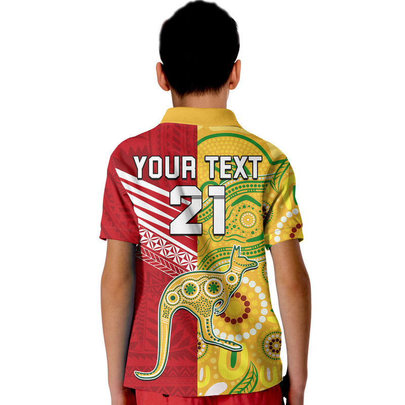 Custom Australia Kangaroos and Mate Maa Tonga Polo Shirt LT9 - Polynesian Pride