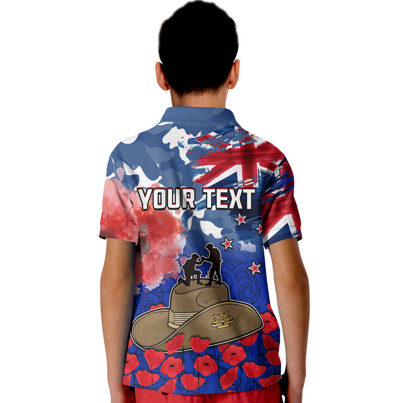 Custom New Zealand ANZAC Day Polo Shirt Grunge Aotearoa Flag and Red Poppy LT9 - Polynesian Pride