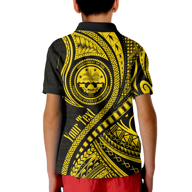 Custom Federated States of Micronesia Independence Day Polo Shirt Gold Polynesian Wave Style LT9 - Polynesian Pride