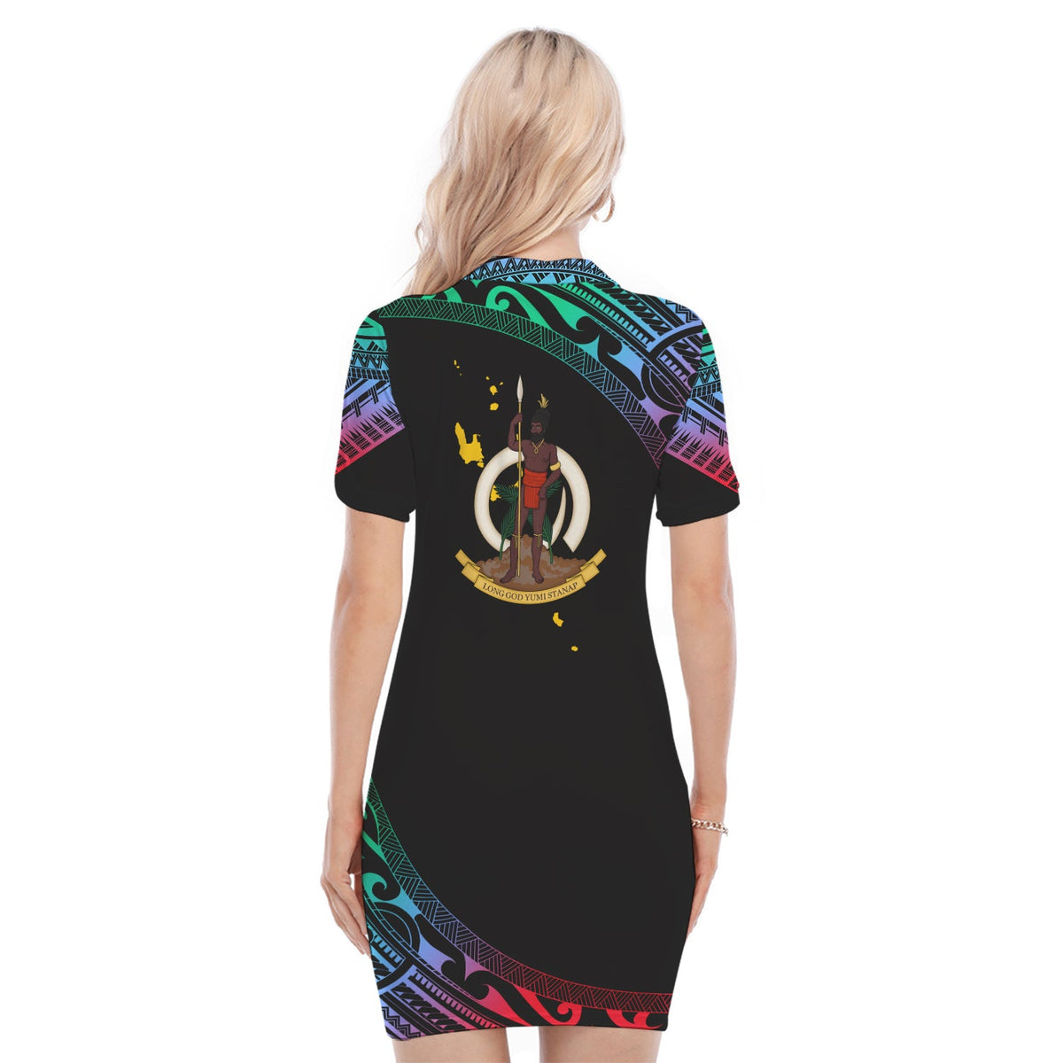 Vanuatu Proud To Be A Ni-Van - Polynesian Pattern Polo Dress - Shefa Province LT7 - Polynesian Pride