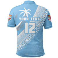 Custom Fiji Tapa Rugby Polo Shirt version Style You Win Blue - Polynesian Pride