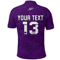 Custom Maori 2021 Polo Shirt Purple Aotearoa Tattoo Custom Text and Number LT13 - Polynesian Pride