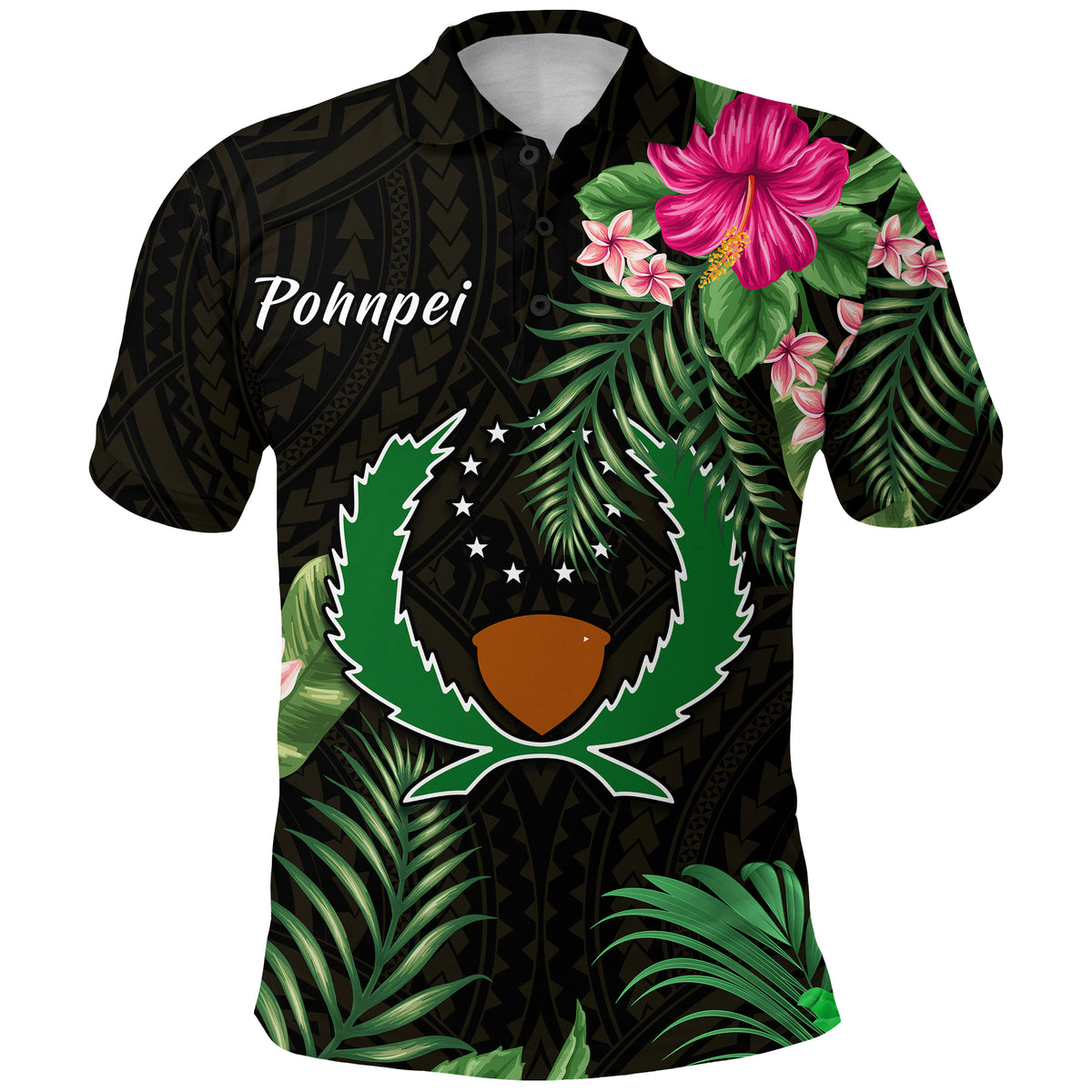 Pohnpei Micronesia Gold Polo Shirt Tropical Flowers LT13 Unisex Gold - Polynesian Pride