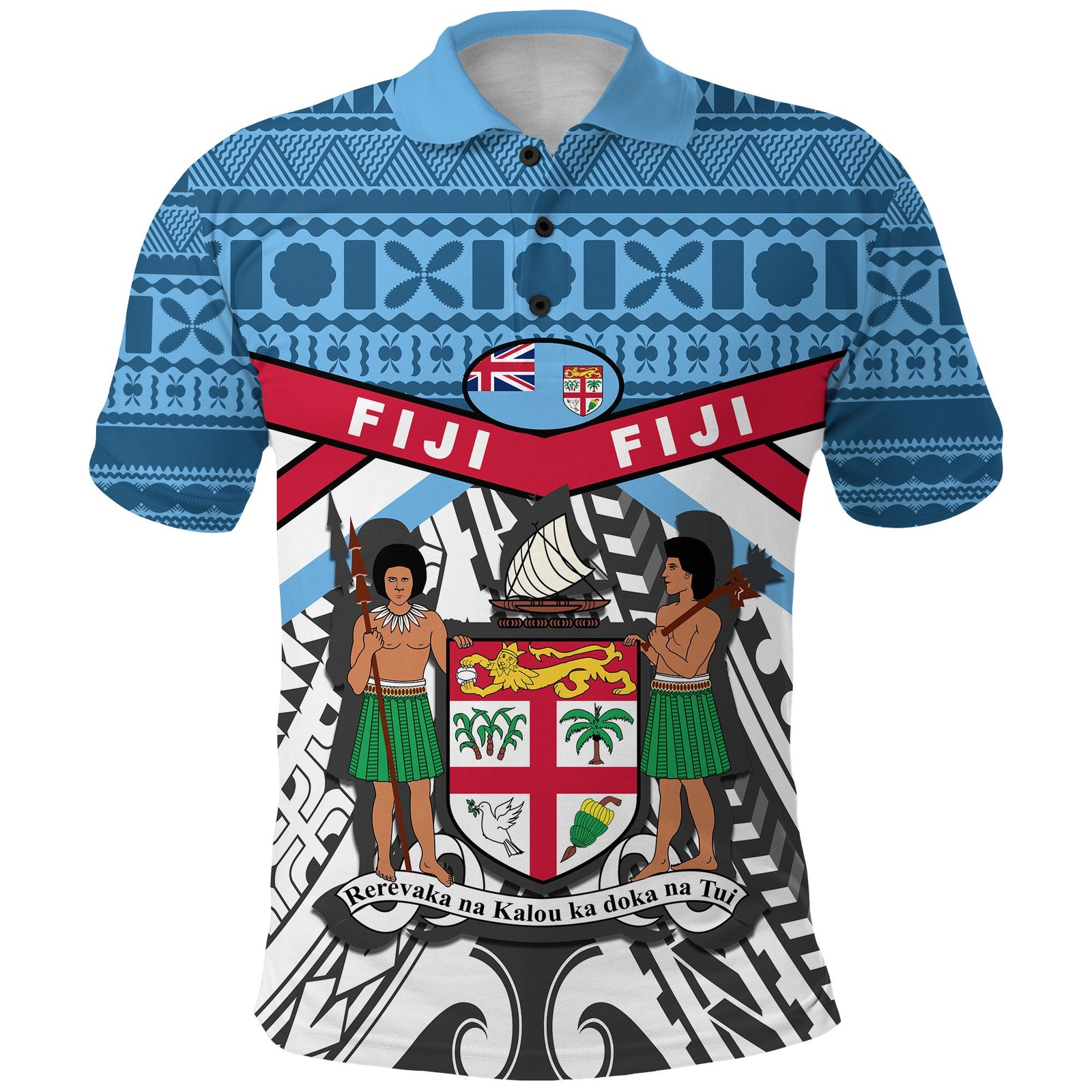 Fiji Rugby Polo Shirt Tapa Cloth Unisex White - Polynesian Pride
