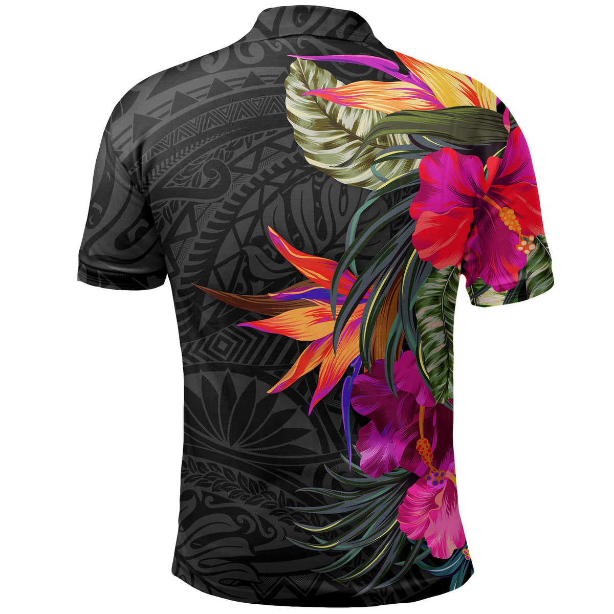 Polynesian Polo Shirt Hibiscus Pattern - Polynesian Pride