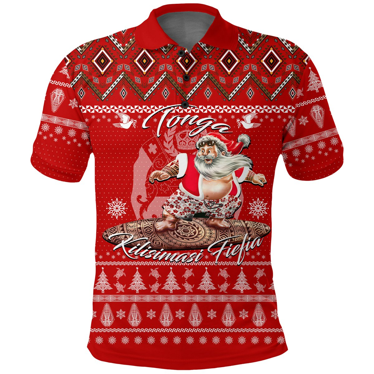 Custom Tonga Christmas Kilisimasi Fiefia Santas Polynesia Polo Shirt LT2 - Polynesian Pride