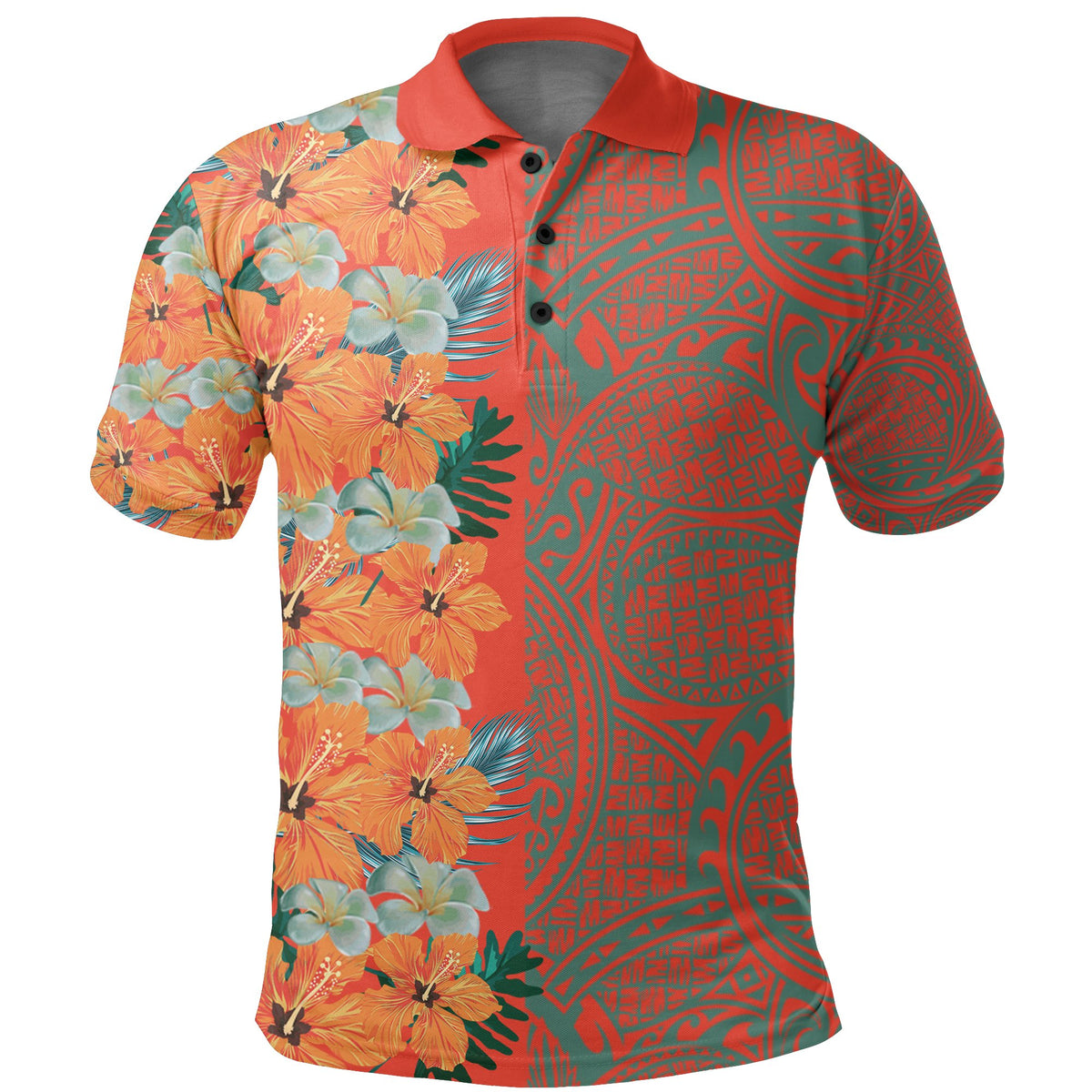 Tropical Polynesian Hawaiian Polo Shirt Haka Style - Polynesian Pride